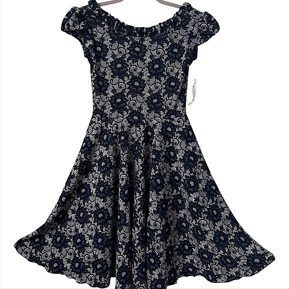 FiveLoaves TwoFish Into the Woods Blue Floral  Drop Waist Dress Girls Size 14
